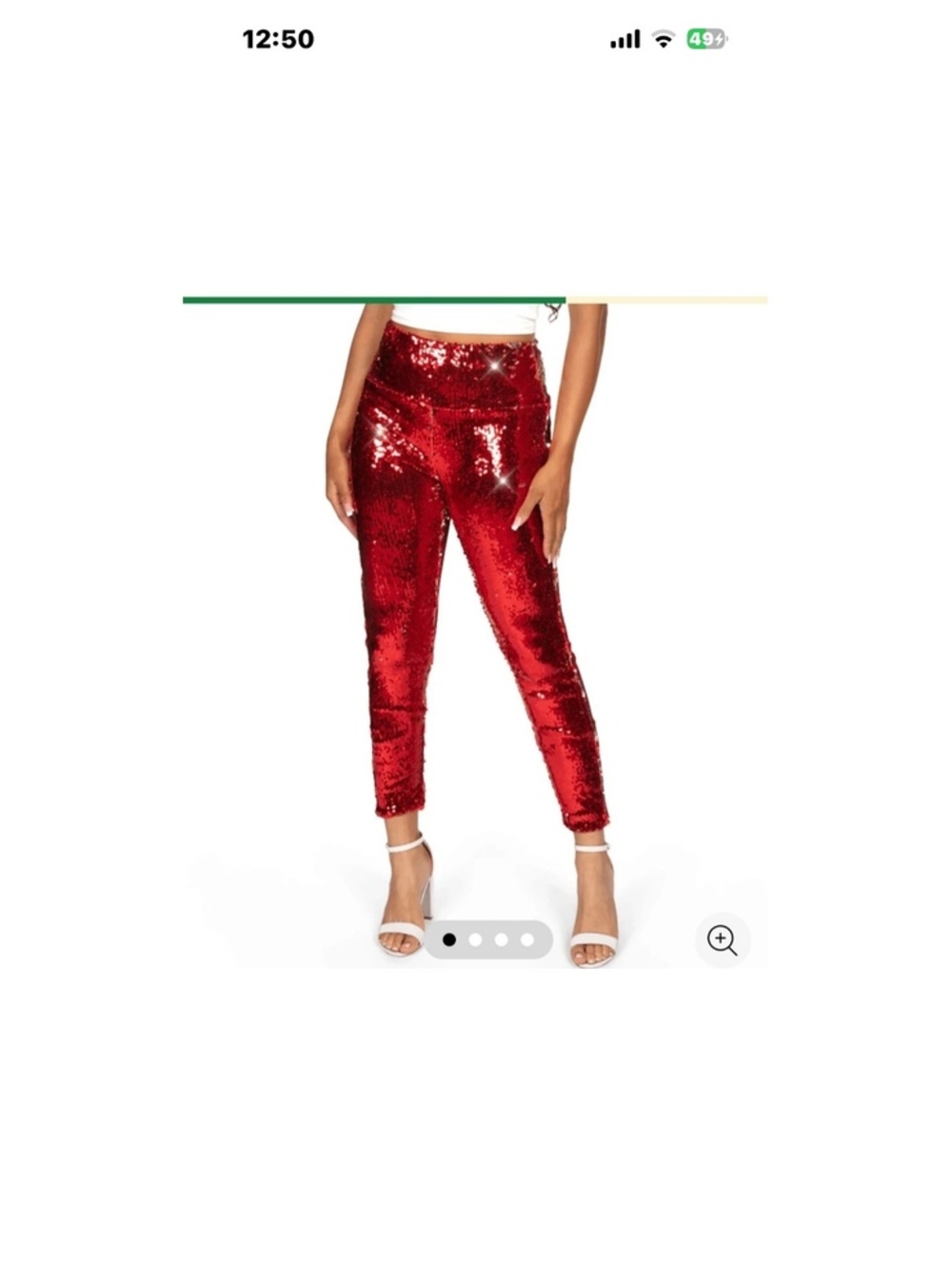 Tipsy Elves Reversible Red and Silver Sequin Skinny Pants Size M NWT